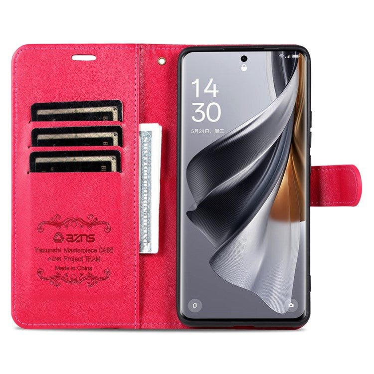 AZNS For vivo S18 5G Shockproof Wallet Case PU Leather Flip Phone Cover - Red