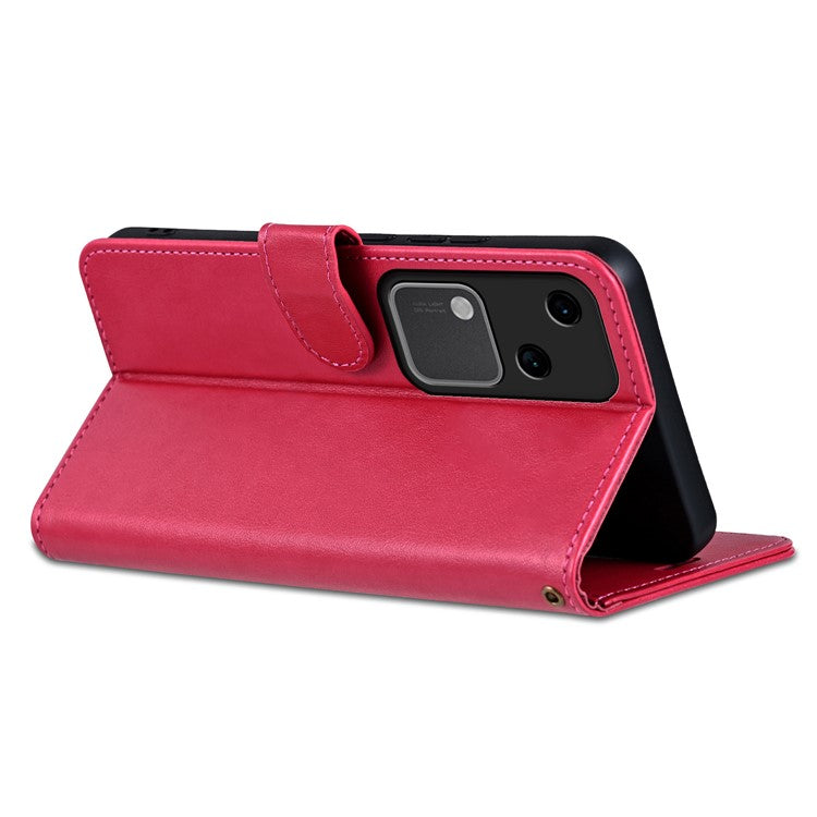 AZNS For vivo S18 5G Shockproof Wallet Case PU Leather Flip Phone Cover - Red