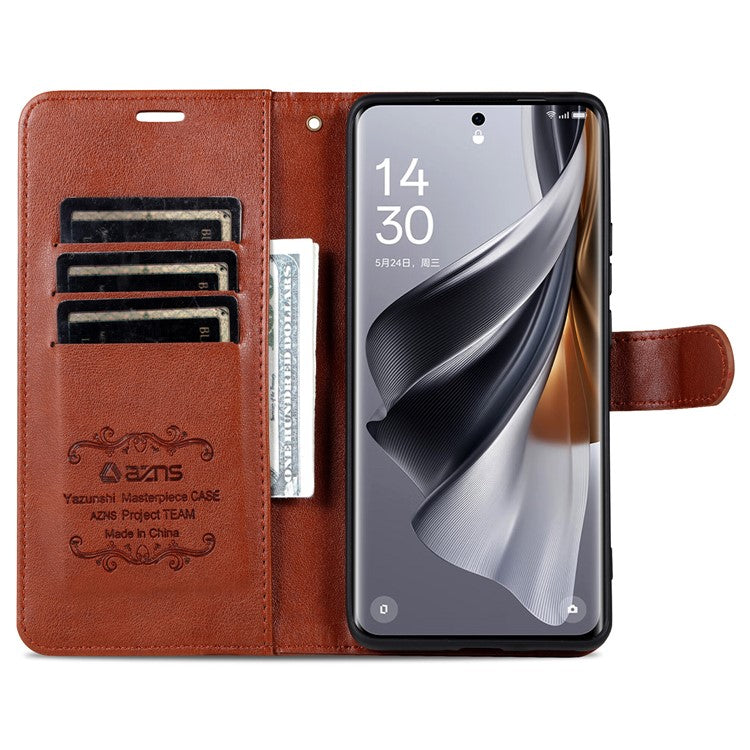 AZNS For vivo S18 5G Shockproof Wallet Case PU Leather Flip Phone Cover - Brown