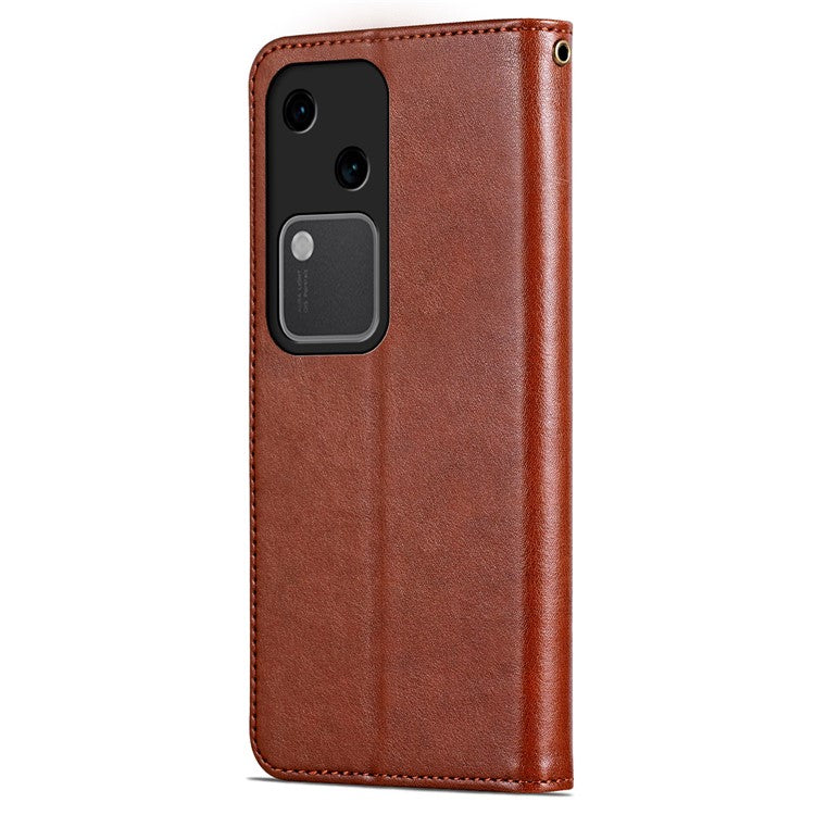 AZNS For vivo S18 5G Shockproof Wallet Case PU Leather Flip Phone Cover - Brown