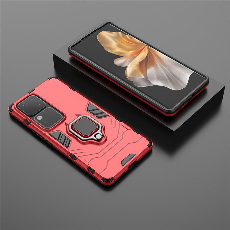 For vivo S18 5G Case Ring Kickstand PC + TPU Anti-scratch Phone Shell - Red