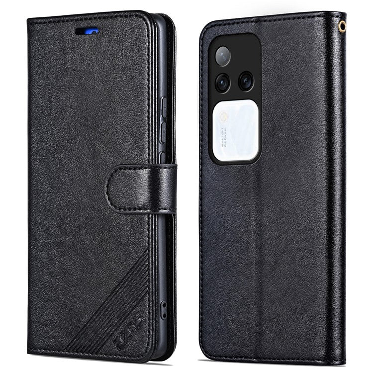 AZNS For vivo S18 Pro 5G Case PU Leather Flip Phone Cover with Wallet - Black