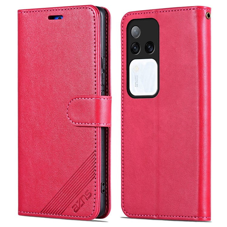 AZNS For vivo S18 Pro 5G Case PU Leather Flip Phone Cover with Wallet - Red