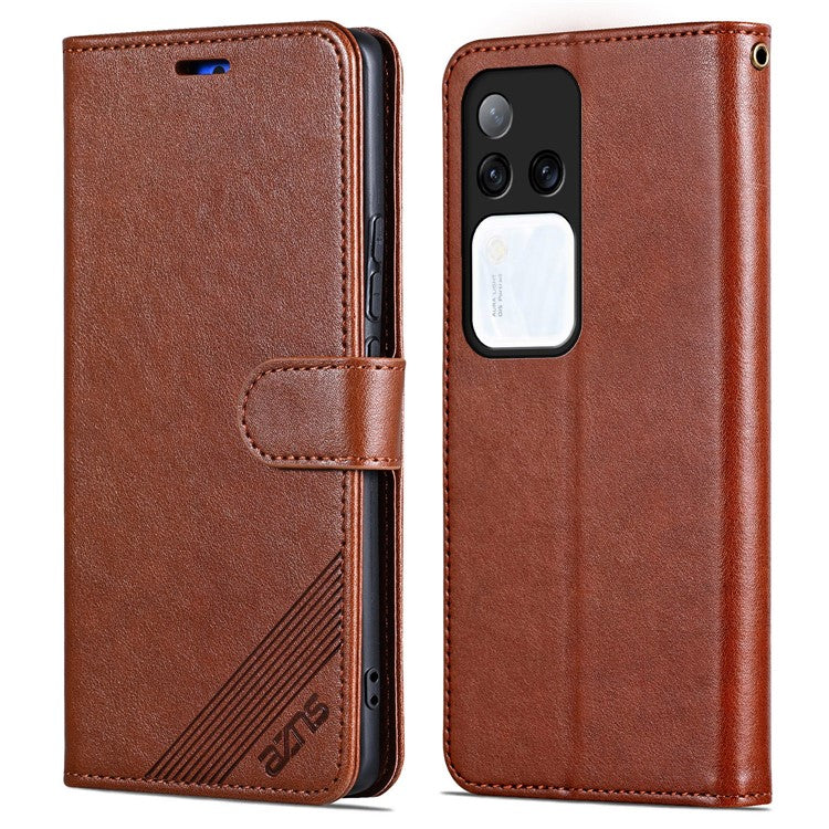 AZNS For vivo S18 Pro 5G Case PU Leather Flip Phone Cover with Wallet - Brown