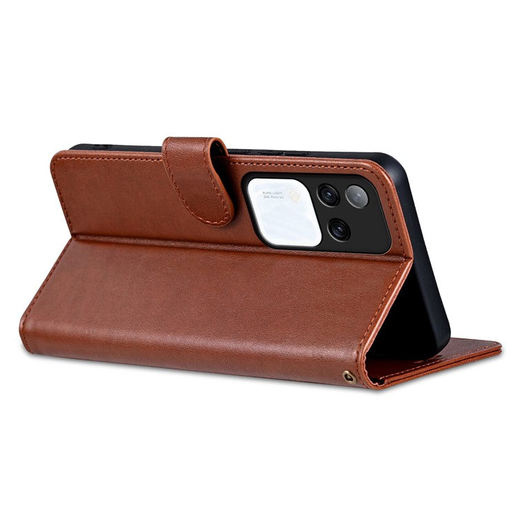 AZNS For vivo S18 Pro 5G Case PU Leather Flip Phone Cover with Wallet - Brown