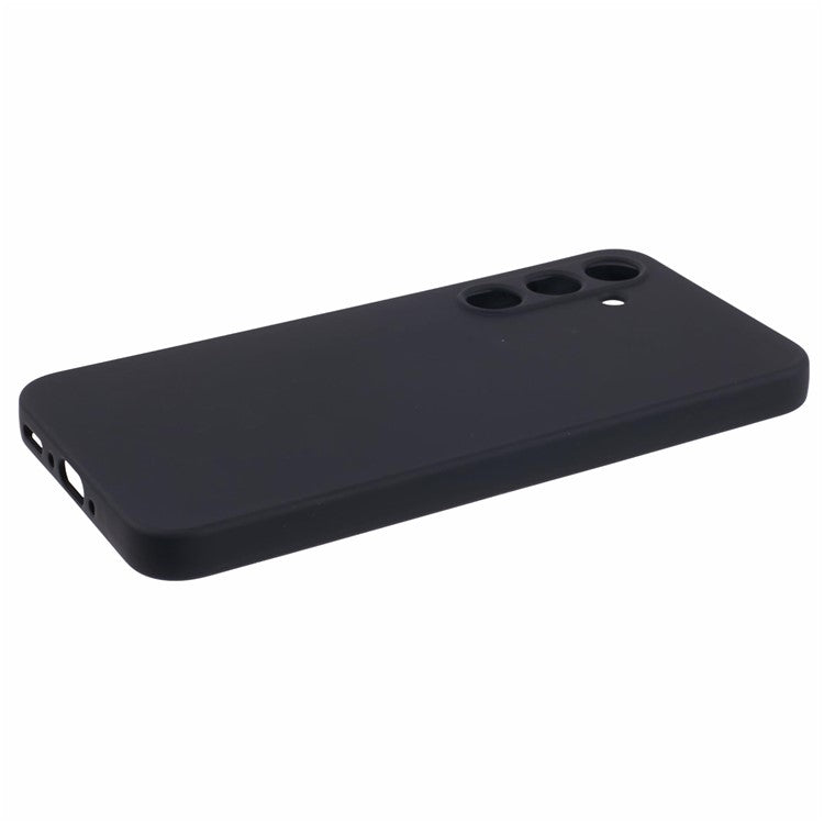 For Samsung Galaxy A35 5G Cover TPU Rubberized Phone Case with Soft Fiber Lining - Black