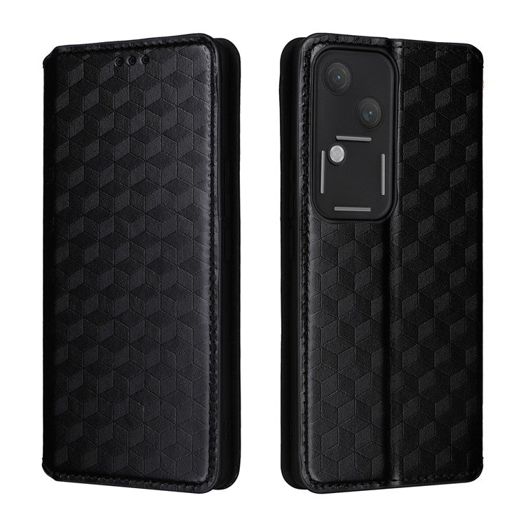 For vivo S18 5G / V30 Case Leather Magnetic Auto Closing Phone Stand Cover - Black