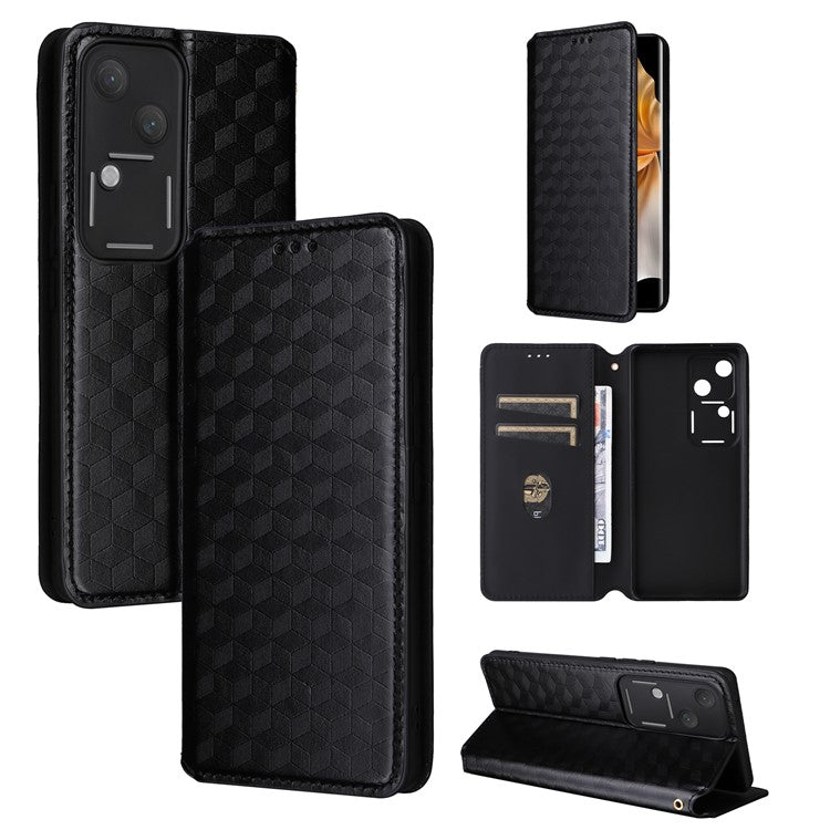 For vivo S18 5G / V30 Case Leather Magnetic Auto Closing Phone Stand Cover - Black