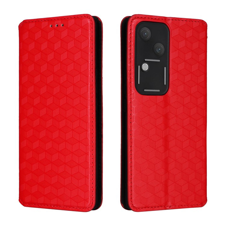 For vivo S18 5G / V30 Case Leather Magnetic Auto Closing Phone Stand Cover - Red