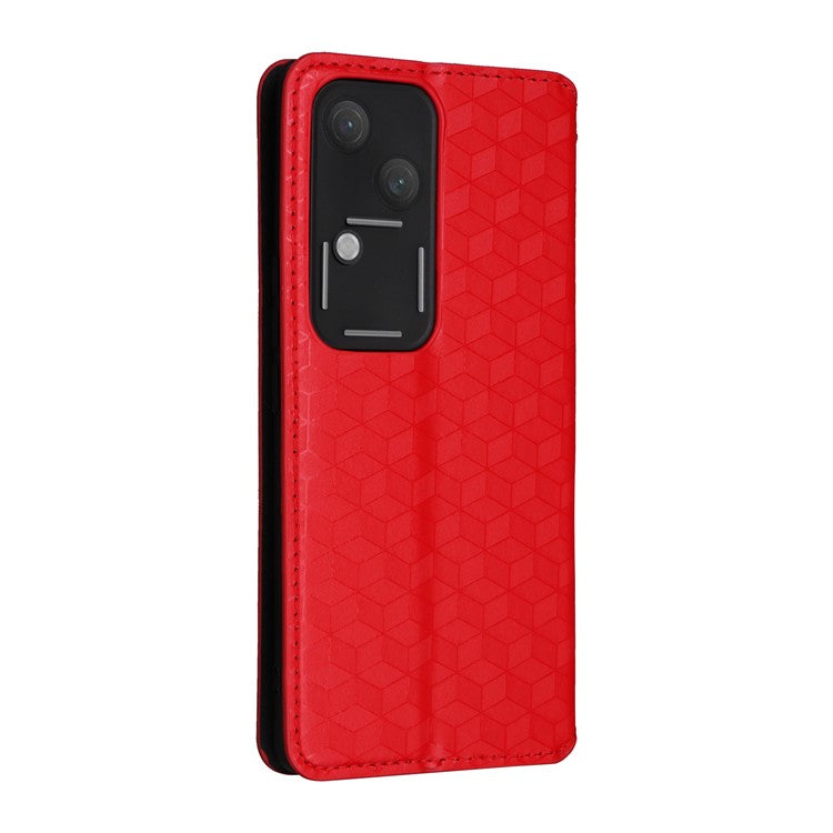 For vivo S18 5G / V30 Case Leather Magnetic Auto Closing Phone Stand Cover - Red