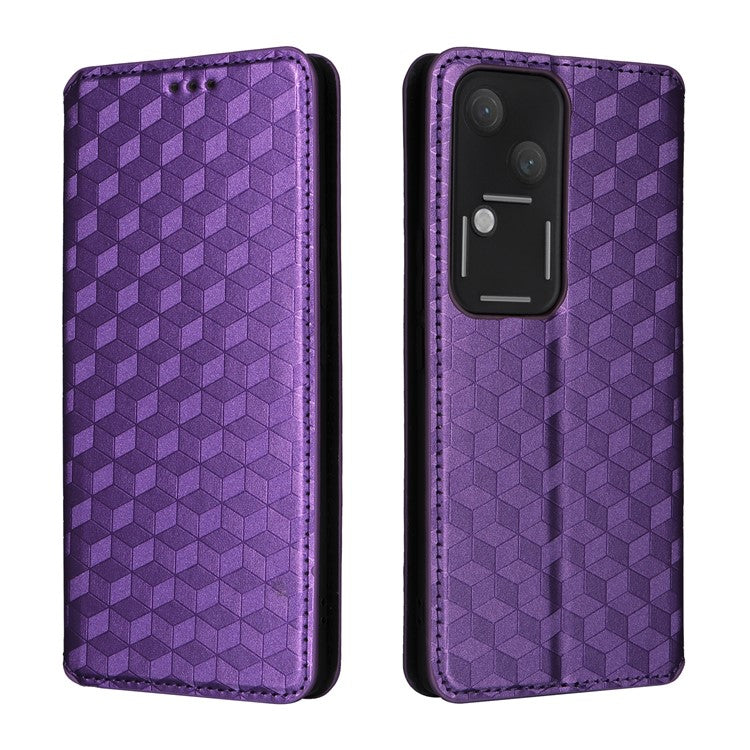 For vivo S18 5G / V30 Case Leather Magnetic Auto Closing Phone Stand Cover - Purple