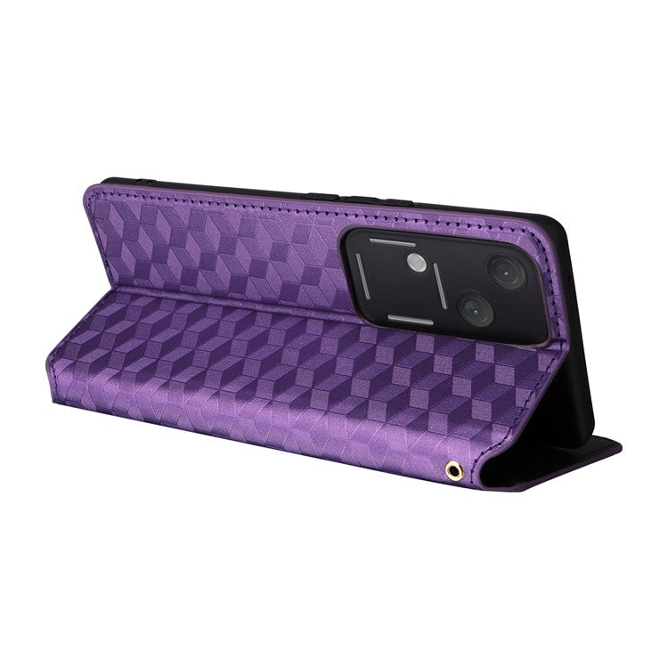 For vivo S18 5G / V30 Case Leather Magnetic Auto Closing Phone Stand Cover - Purple