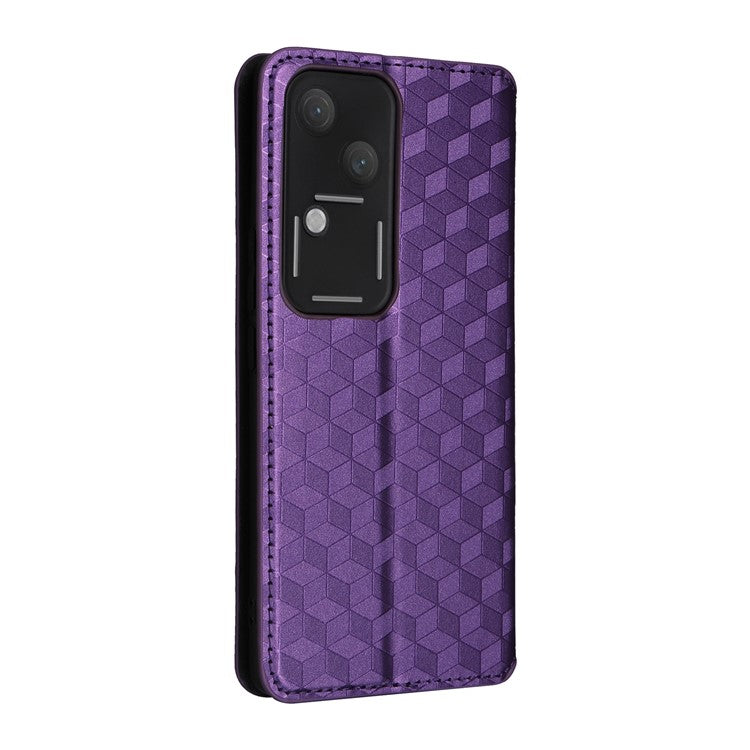 For vivo S18 5G / V30 Case Leather Magnetic Auto Closing Phone Stand Cover - Purple