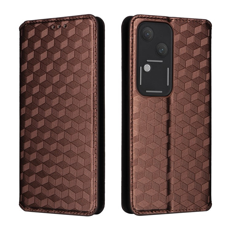 For vivo S18 5G / V30 Case Leather Magnetic Auto Closing Phone Stand Cover - Brown