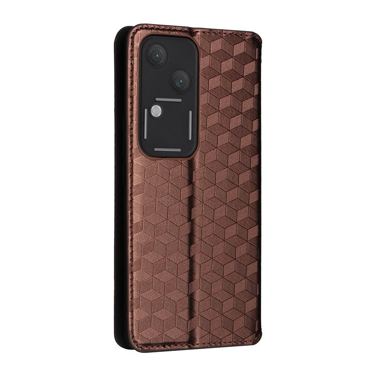 For vivo S18 5G / V30 Case Leather Magnetic Auto Closing Phone Stand Cover - Brown