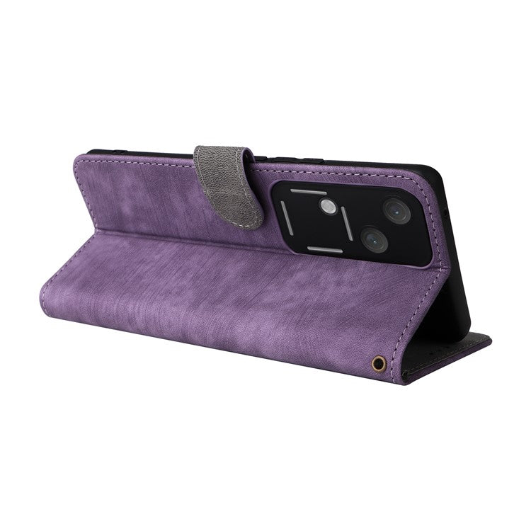 For vivo S18 5G / V30 Case RFID Blocking Leather Wallet Phone Cover - Purple