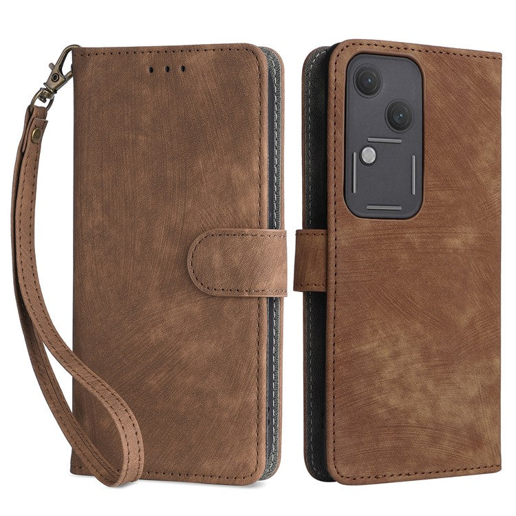 For vivo S18 5G / V30 Case RFID Blocking Leather Wallet Phone Cover - Brown