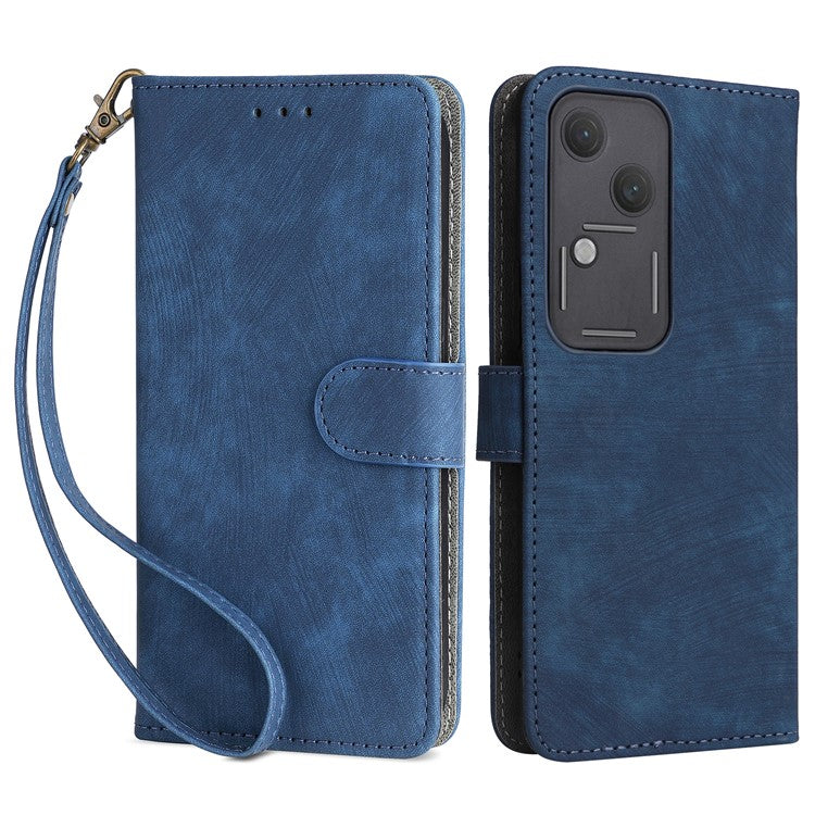 For vivo S18 5G / V30 Case RFID Blocking Leather Wallet Phone Cover - Blue