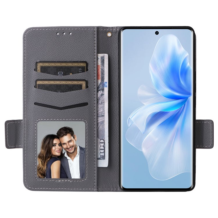 For vivo S18 5G / V30 Case PU Leather+TPU Phone Stand Cover with Hand Strap - Grey