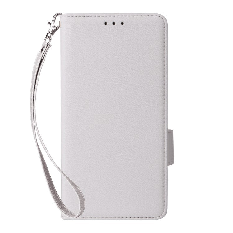 For vivo S18 5G / V30 Case PU Leather+TPU Phone Stand Cover with Hand Strap - White