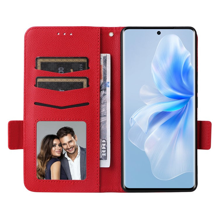 For vivo S18 5G / V30 Case PU Leather+TPU Phone Stand Cover with Hand Strap - Red