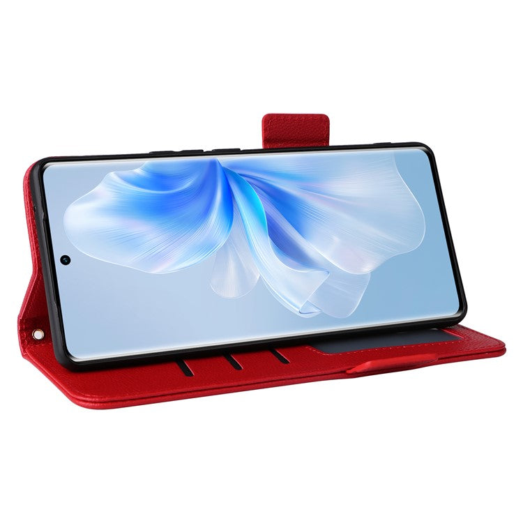 For vivo S18 5G / V30 Case PU Leather+TPU Phone Stand Cover with Hand Strap - Red