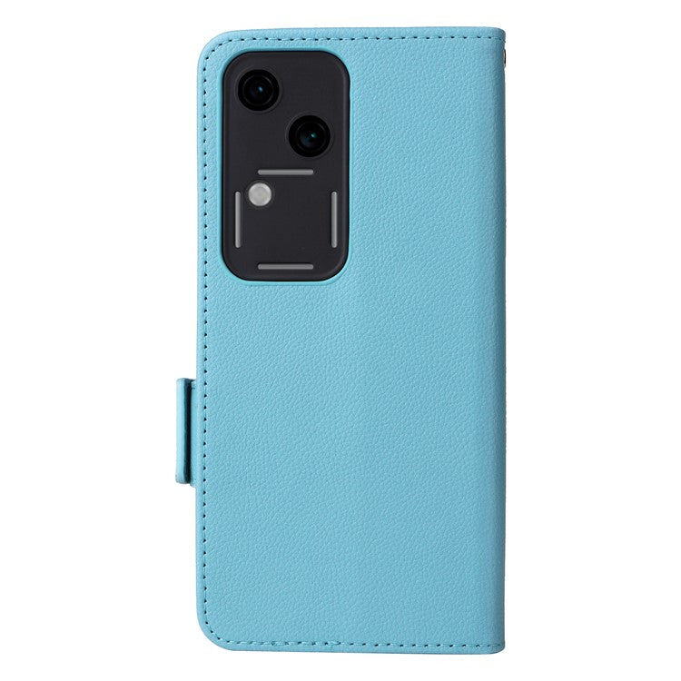 For vivo S18 5G / V30 Case PU Leather+TPU Phone Stand Cover with Hand Strap - Baby Blue