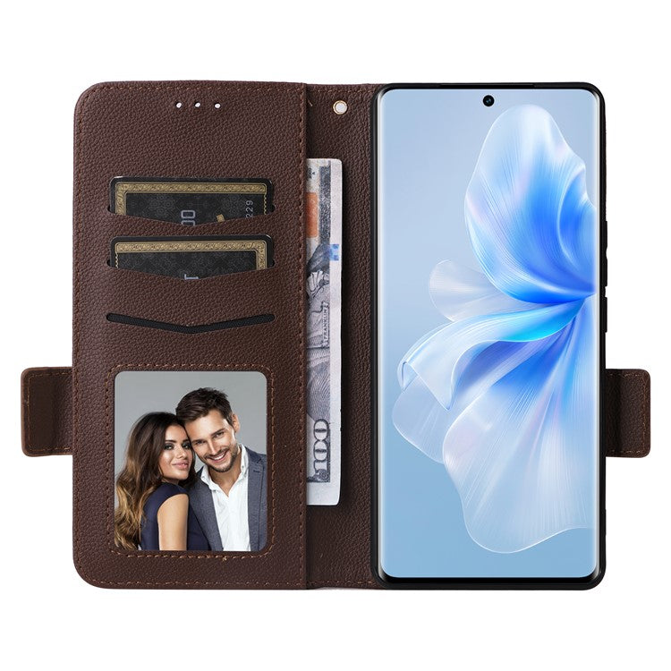 For vivo S18 5G / V30 Case PU Leather+TPU Phone Stand Cover with Hand Strap - Brown