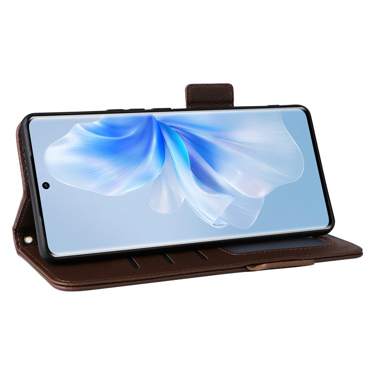 For vivo S18 5G / V30 Case PU Leather+TPU Phone Stand Cover with Hand Strap - Brown