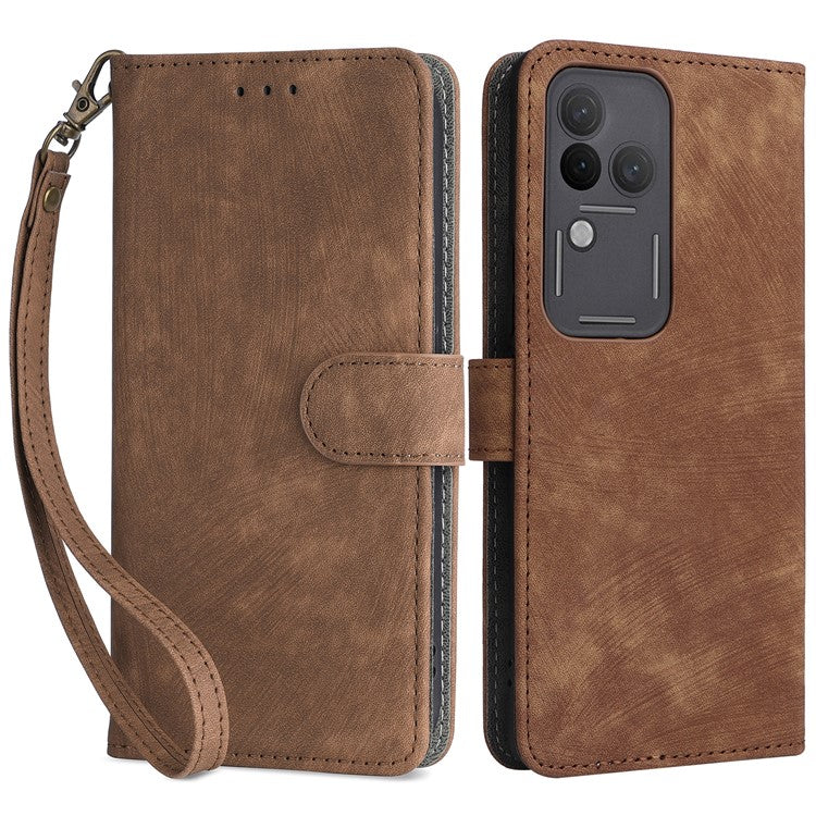 For vivo S18 Pro 5G / V30 Pro 5G Case Leather RFID Blocking Phone Stand Cover - Brown