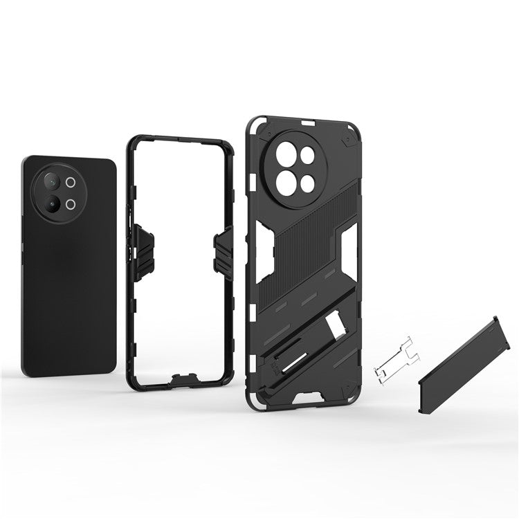 TPU+PC Phone Case for vivo S18e 5G Hidden Kickstand Back Cover - Black