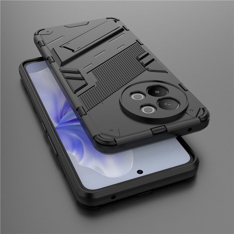 TPU+PC Phone Case for vivo S18e 5G Hidden Kickstand Back Cover - Black