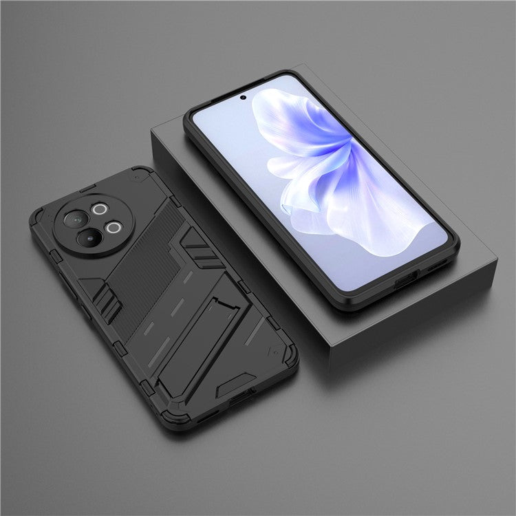 TPU+PC Phone Case for vivo S18e 5G Hidden Kickstand Back Cover - Black