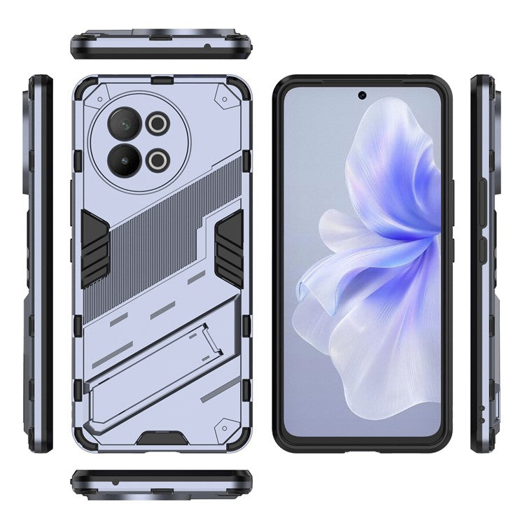 TPU+PC Phone Case for vivo S18e 5G Hidden Kickstand Back Cover - Dark Blue