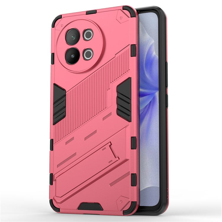 TPU+PC Phone Case for vivo S18e 5G Hidden Kickstand Back Cover - Rose