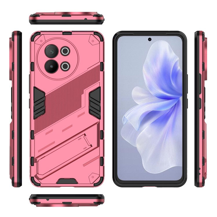 TPU+PC Phone Case for vivo S18e 5G Hidden Kickstand Back Cover - Rose