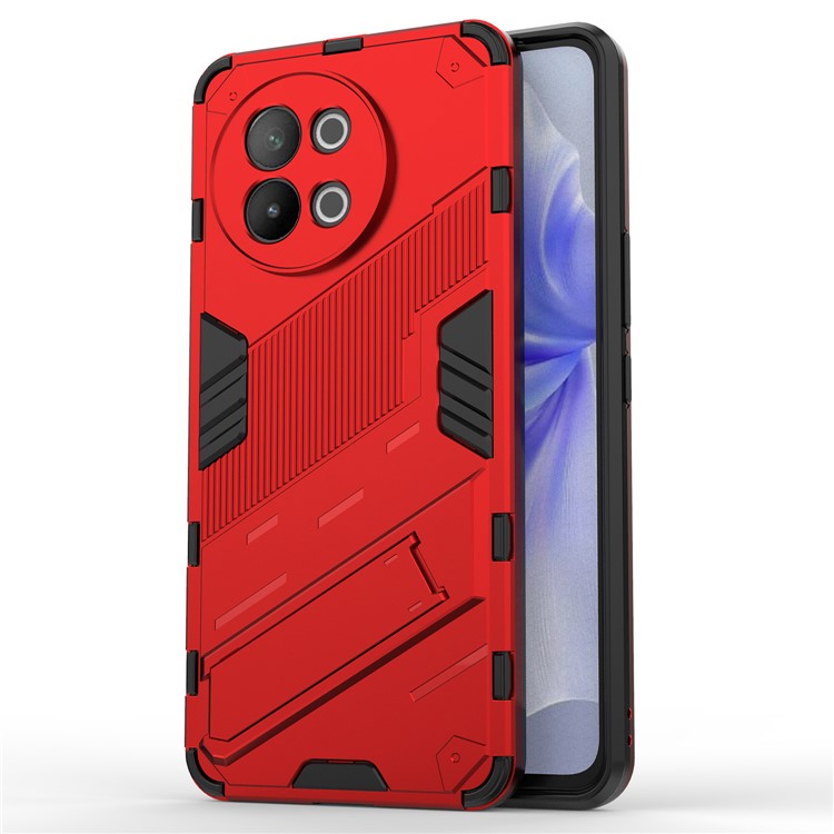 TPU+PC Phone Case for vivo S18e 5G Hidden Kickstand Back Cover - Red