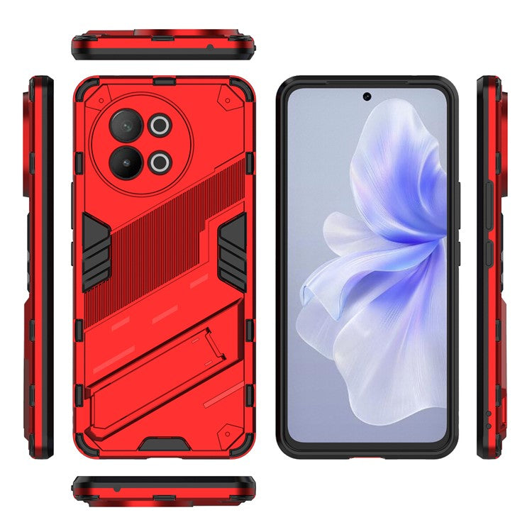 TPU+PC Phone Case for vivo S18e 5G Hidden Kickstand Back Cover - Red