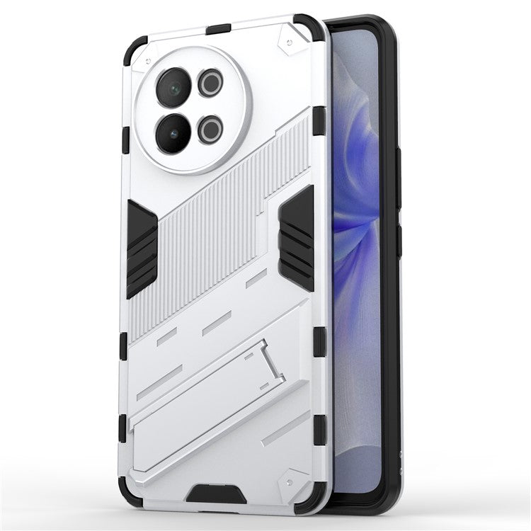 TPU+PC Phone Case for vivo S18e 5G Hidden Kickstand Back Cover - White