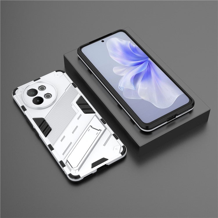 TPU+PC Phone Case for vivo S18e 5G Hidden Kickstand Back Cover - White