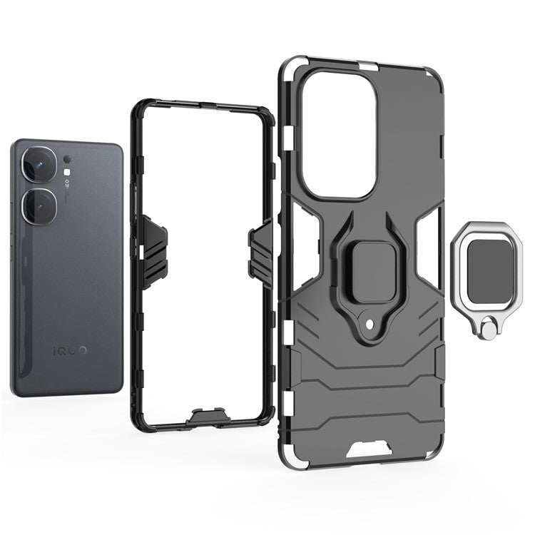 For vivo iQOO Neo9 5G / Neo9 Pro 5G Case Ring Kickstand Protective Phone Cover - Black