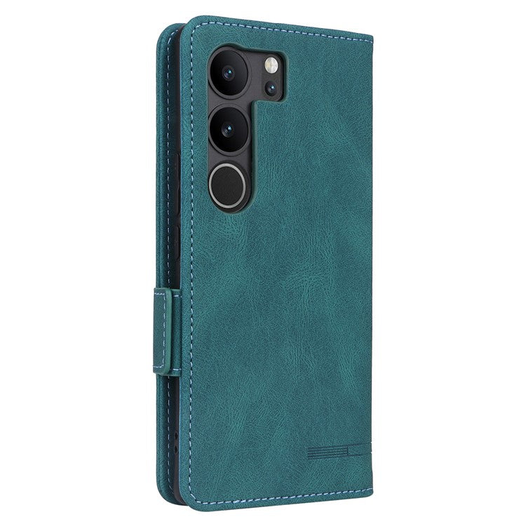 For vivo V29 Pro 5G Phone Case Leather Flip Stand Cover with Hardware Decor - Blue