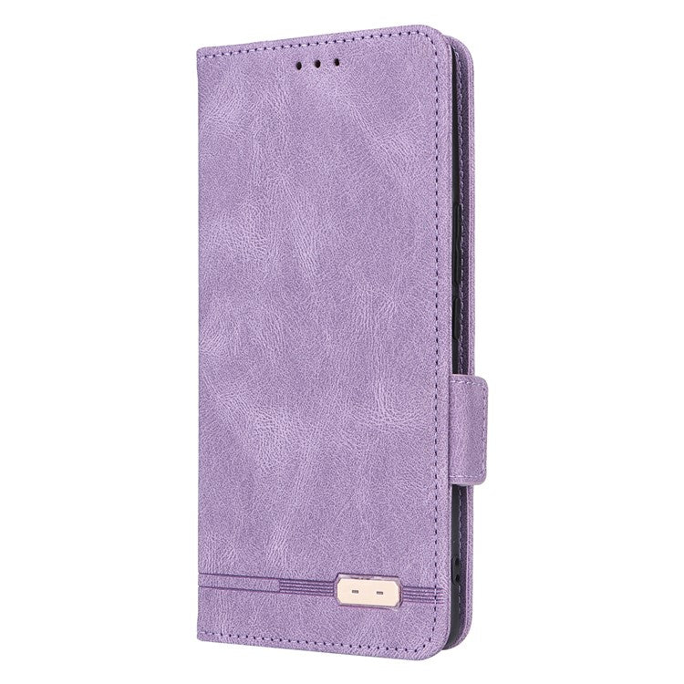 For vivo V29 Pro 5G Phone Case Leather Flip Stand Cover with Hardware Decor - Purple