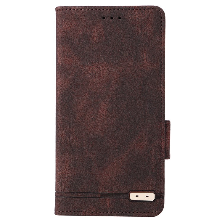 For vivo V29 Pro 5G Phone Case Leather Flip Stand Cover with Hardware Decor - Coffee