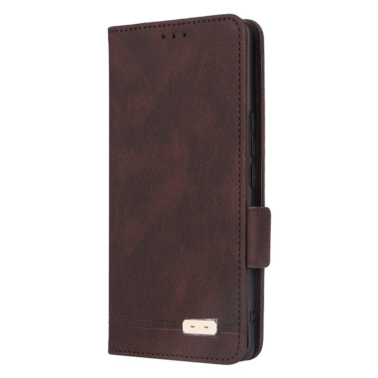 For vivo V29 Pro 5G Phone Case Leather Flip Stand Cover with Hardware Decor - Coffee