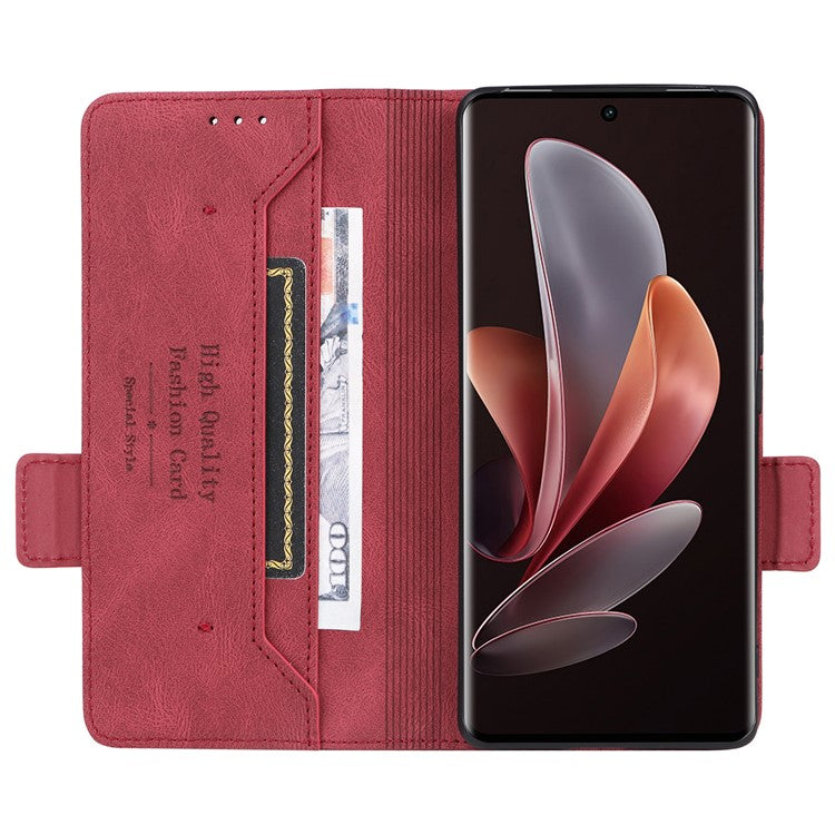 For vivo V29 Pro 5G Phone Case Leather Flip Stand Cover with Hardware Decor - Rose