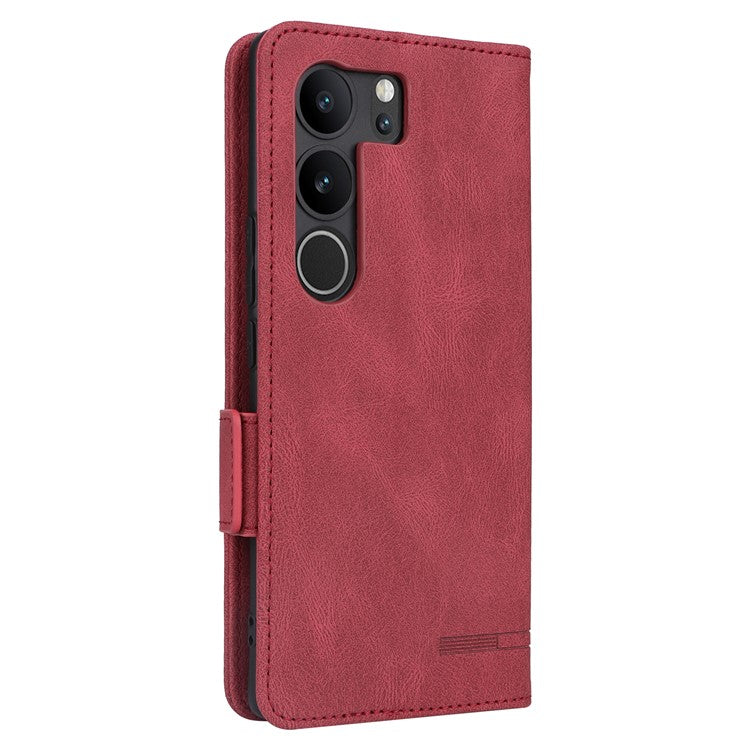 For vivo V29 Pro 5G Phone Case Leather Flip Stand Cover with Hardware Decor - Rose