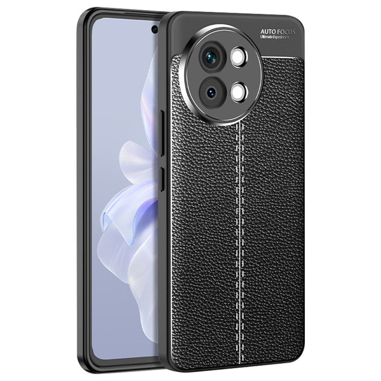 For vivo S18e 5G Soft TPU Case Litchi Texture Protective Phone Cover - Black