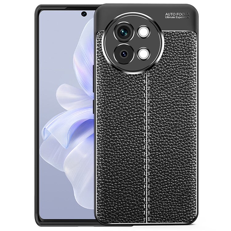 For vivo S18e 5G Soft TPU Case Litchi Texture Protective Phone Cover - Black