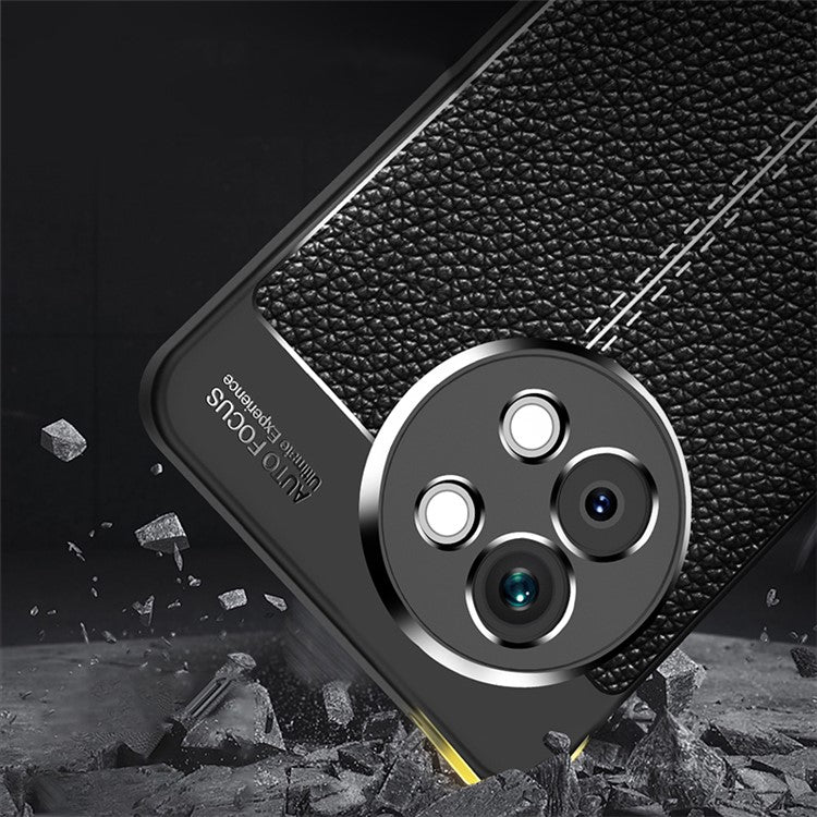 For vivo S18e 5G Soft TPU Case Litchi Texture Protective Phone Cover - Black